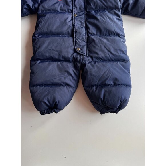 Baby JACADI Navy Funny Bear Embroidered Nylon Down Filled Snowsuit, Size 18M - Picture 5 of 12